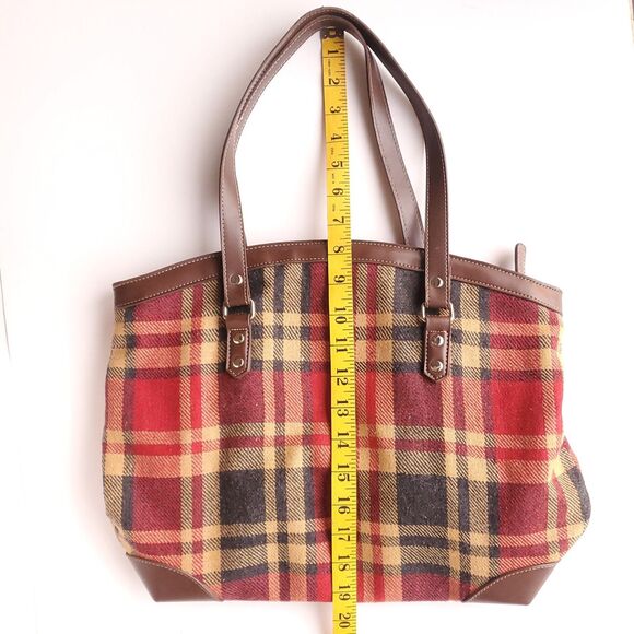 Old Country Road Wool Plaid Purse Red Beige Black Preppy Shoulder Bag Handbag - Picture 8 of 10